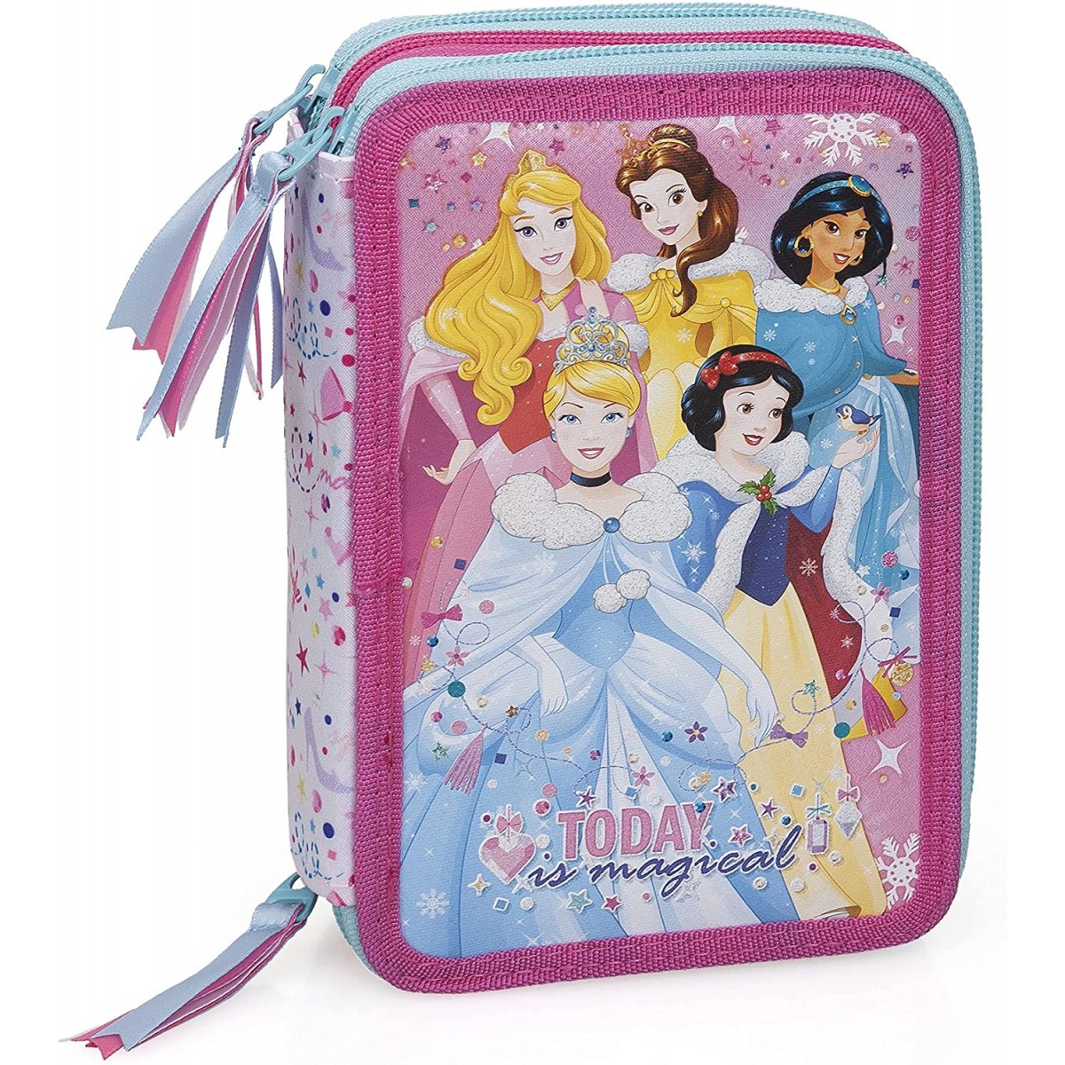 Astuccio 3 scomparti Principesse Disney, completo di 44 articoli