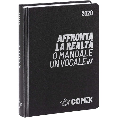 Diario Comix Mini, nero, da 16 mesi 2019/2020, scritte argento
