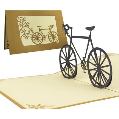 Cartolina con bicicletta 3D, stile vintage e retrò