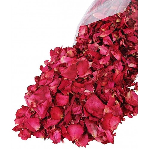 Confezione da 100gr petali essiccati, rosa rossa naturale