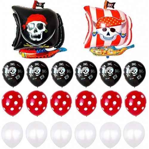 Set da 22 palloncini tema pirati, in lattice e mylar