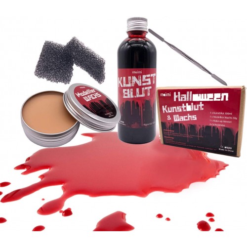 Set trucchi Halloween, con cera e sangue finto per cicatrici