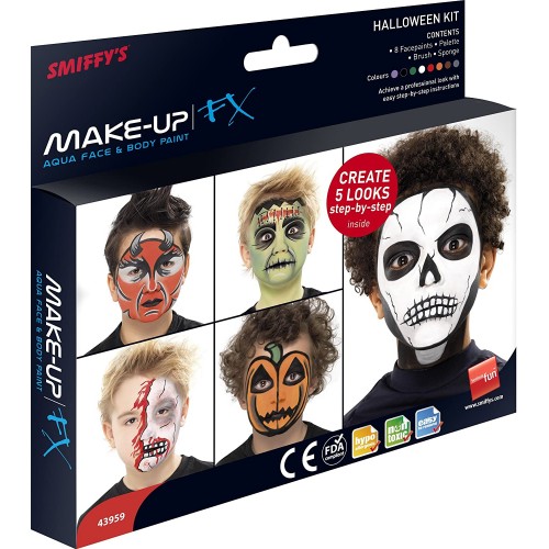 Kit body paint e viso per Halloween con 8 colori