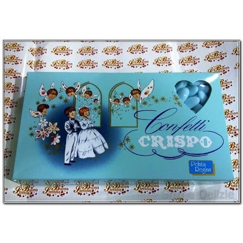 Confetti Regina azzurri, Crispo, con mandorla pelata, da 1 kg