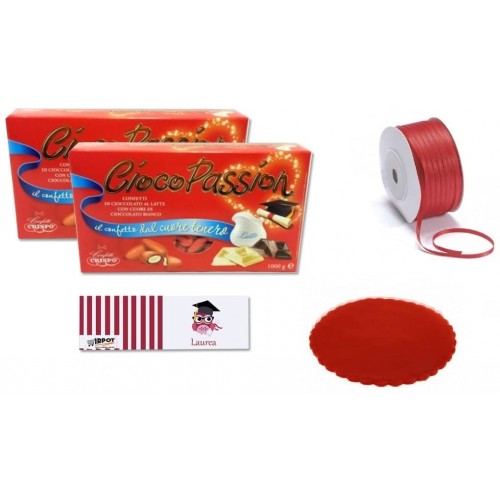 Confetti Crispo Ciocopassion rossi per festa di laurea, da 1kg