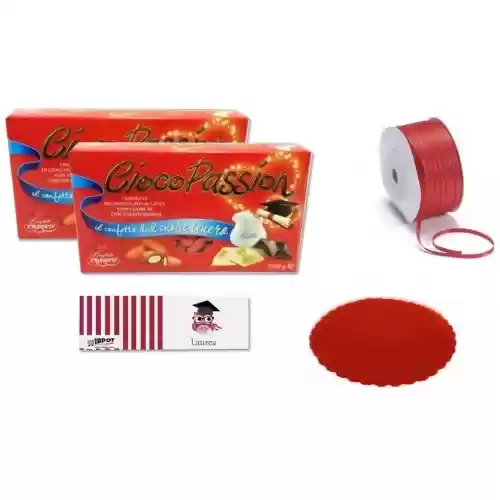 Confetti Crispo Ciocopassion rossi per festa di laurea, da 1kg