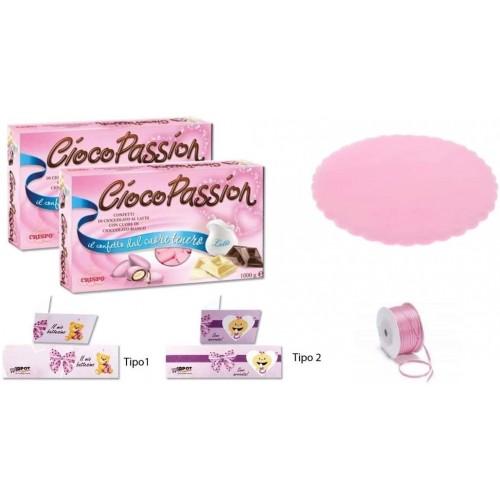 Kit confetti Ciocopassion rosa con 100 veli di fata - Crispo