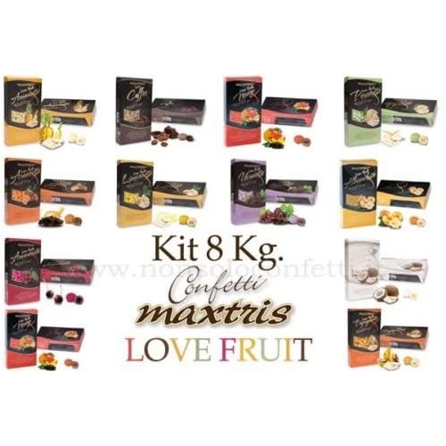Kit 8 kg di confetti Maxtris Love Fruit, gusti a scelta