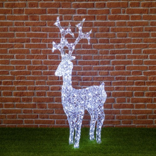 Renna con cristalli, 250 LED Bianco Freddo, H120 cm, decorazione