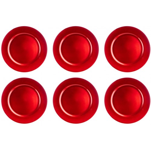 Set 6 Sottopiatti Rosso Natalizi, in PVC, da 33 cm