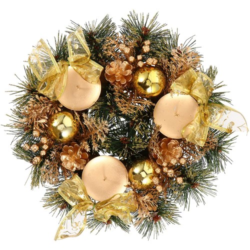 Corona dell'avvento con pigne, ghirlanda natalizia, centrotavola