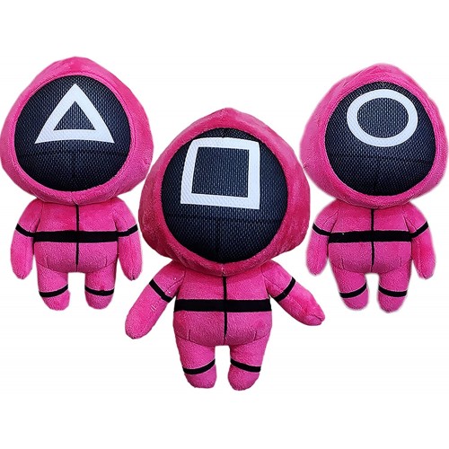 Set da 3 peluche soldati Squid Game, rosa, per bambini, idea regalo