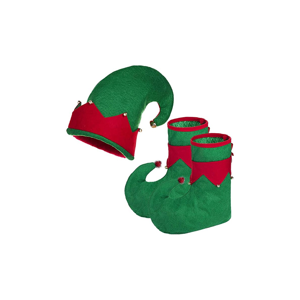 Set Scarpe e Cappello da Elfo, per costume natalizio