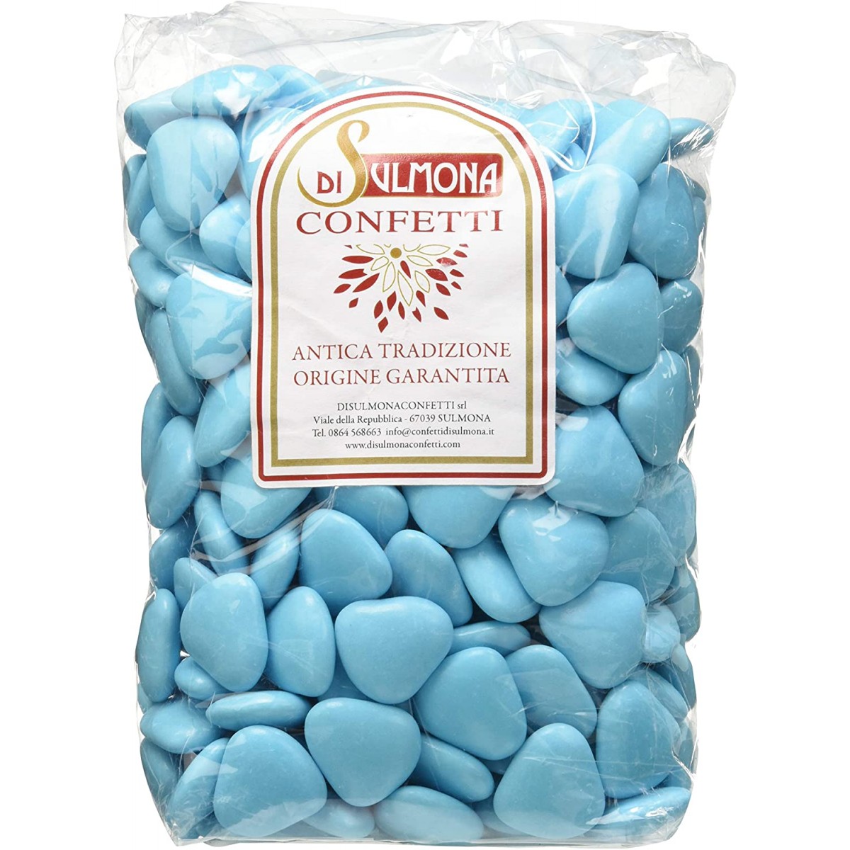 Confetti di Sulmona cuori celesti di cioccolato fondente, 1 kg