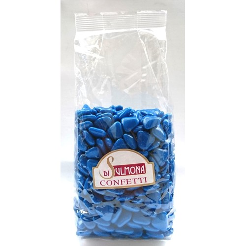 Confetti di Sulmona cuori blu ripieni di cioccolato fondente