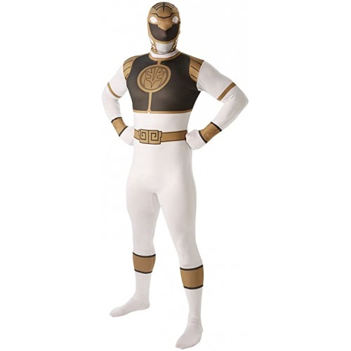 Costume Power Ranger bianco, per adulti, costume intero