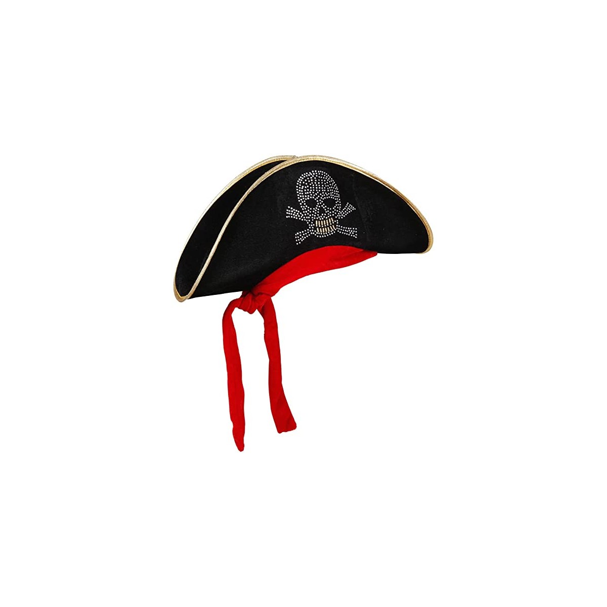 Cappello da Pirata in velluto con teschio borchiato, per travestimenti
