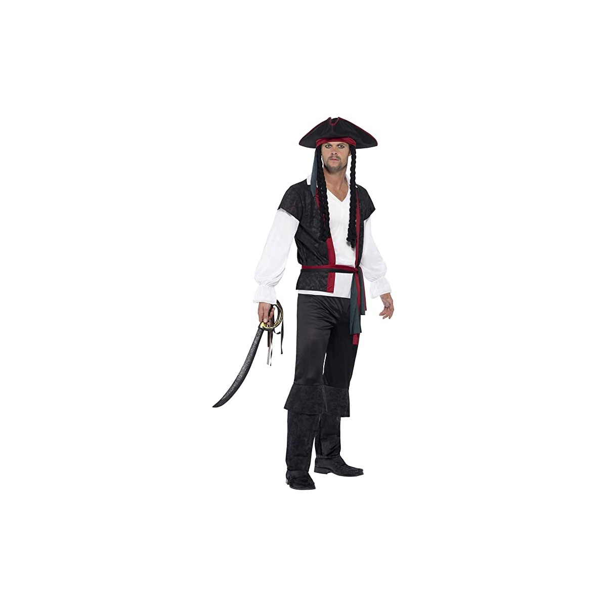 Costume Capitano dei pirati, Nero, completo, per adulti