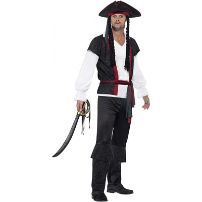 Costume Capitano dei pirati, Nero, completo, per adulti