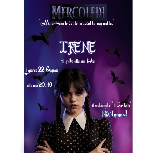 20 Inviti Personalizzabili Mercoledì Addams, per feste a tema