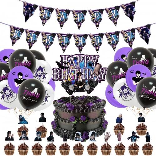 Kit Compleanno Mercoledì Addams per feste a tema