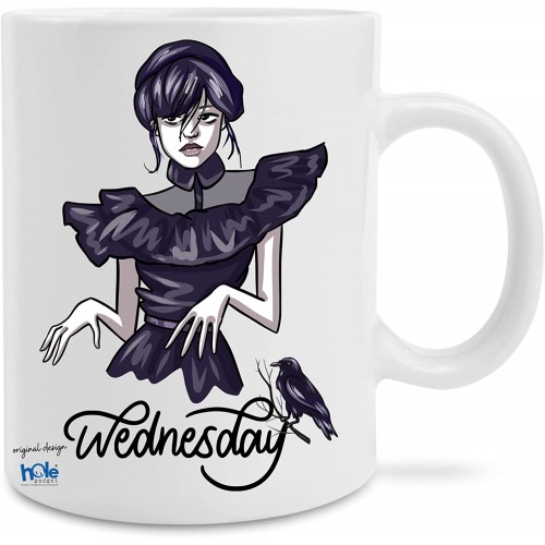 Tazze Mug stampa Mercoledi Addams, in ceramica, idea regalo