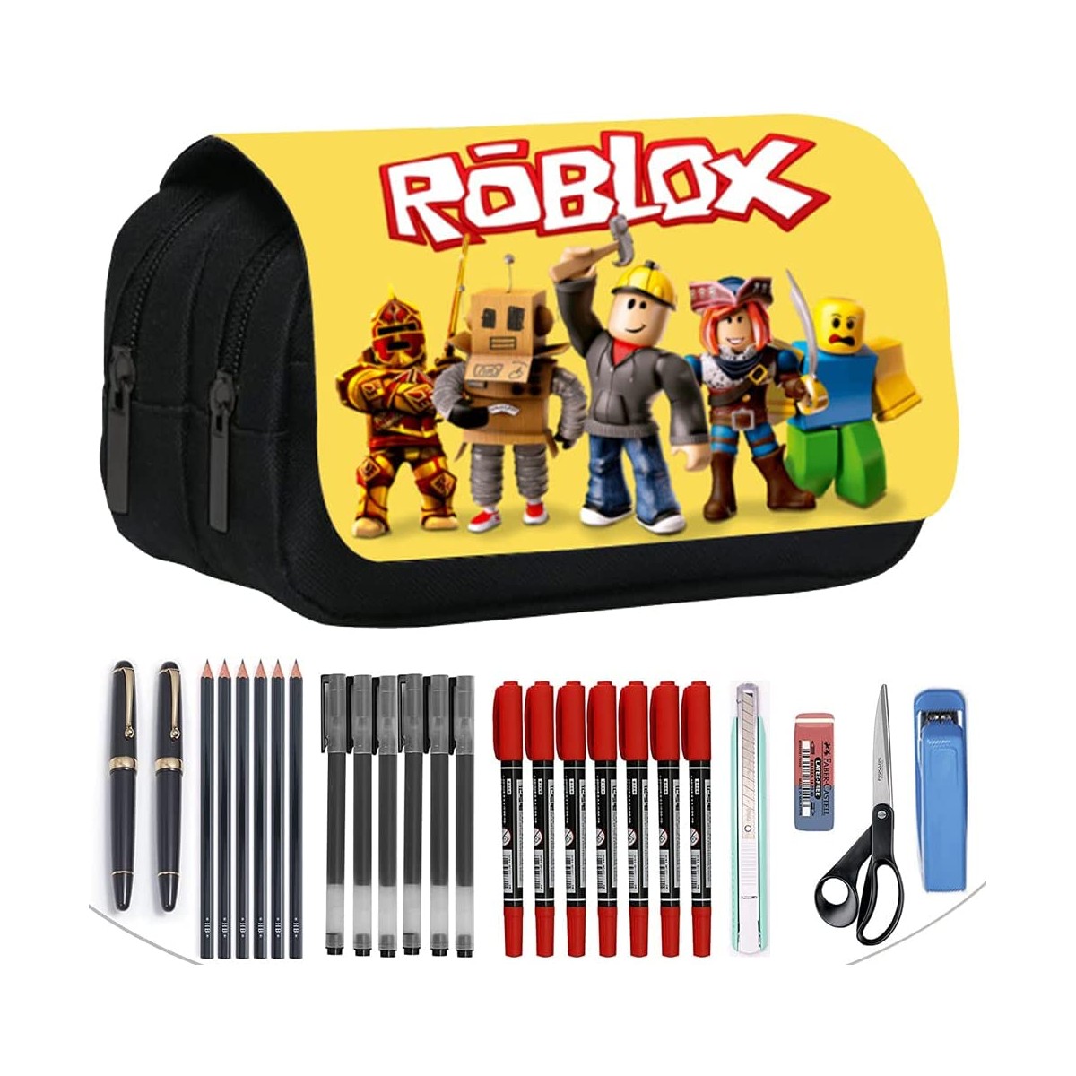 Roblox Astuccio 3D, giallo e nero, per la scuola, porta penne