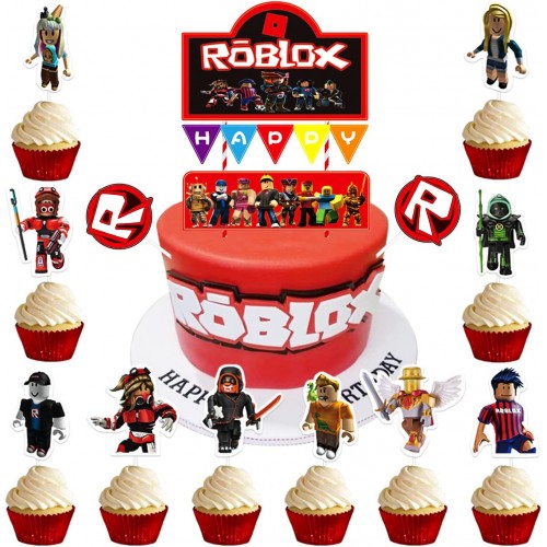 Set 54 addobbi compleanno Roblox, accessori torta e tavola