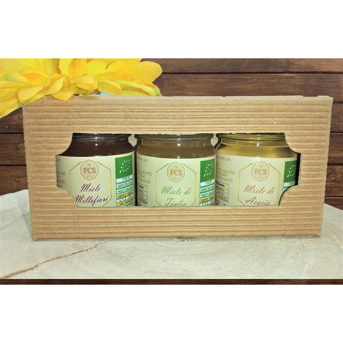 Set da 3 barattoli di miele acacia in confezione regalo