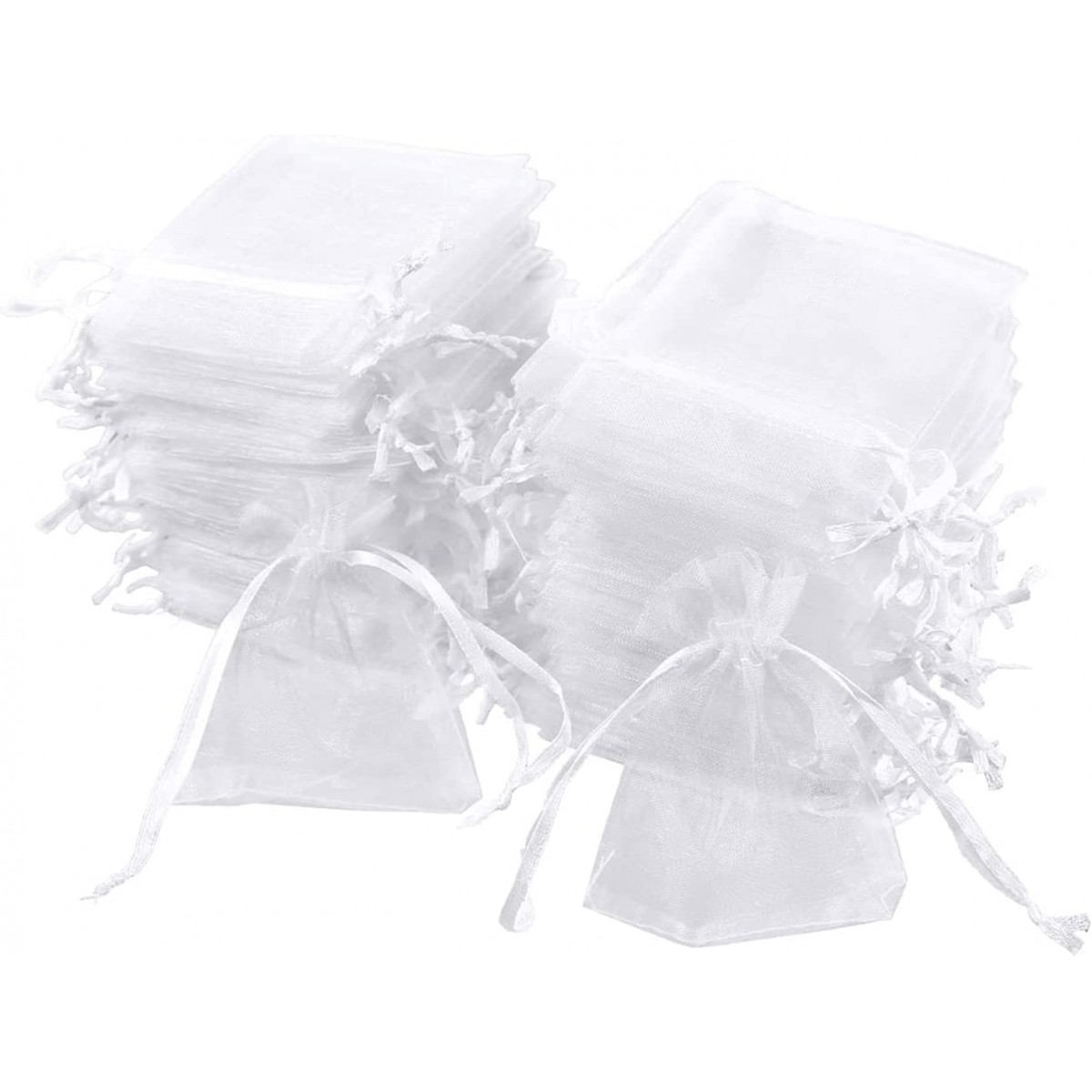 Set da 100 sacchetti in organza, 7 x 9 cm bianchi per bomboniere