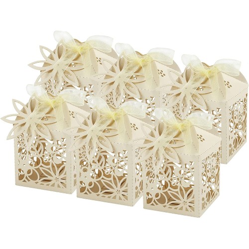 Set da 50 Scatole forma di fiori per Bomboniere, design elegante