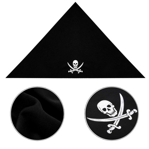 Blulu 12 Pezzi Bandana da Pirata Nera Il Velo del Capitano Pirata per Festa a Tema Pirata, Halloween e Bomboniere per Bambini