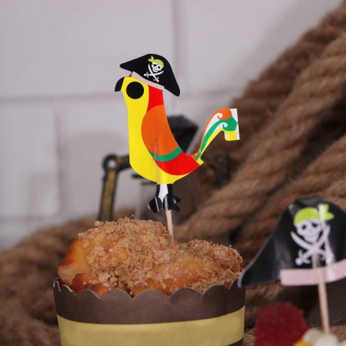Amosfun, stuzzicadenti decorativi pirati, 80 pezzi, per torte e cupcake, decorazioni per compleanni di bambini, 24 pezzi