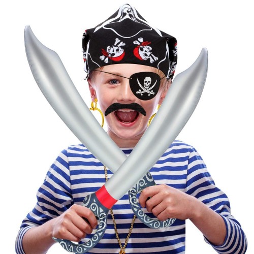 98 Pezzi Decorazione per Feste di Pirata, Bandiera per Pirati Palloncini Baffi Topper per Torta Occhio di Capitano Bandana Go