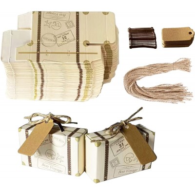 Kit con 50 scatole portaconfetti tema viaggio carta Kraft, bomboniere
