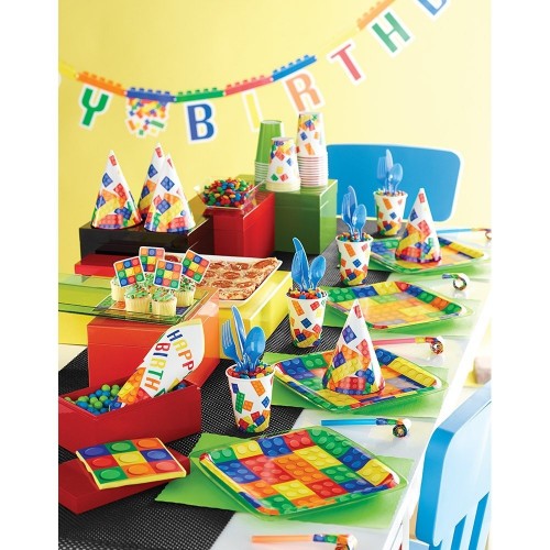 Creative Convertting- Piatto 23 cm Block Party, Multicolore, 8C102053