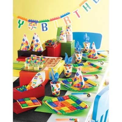 Creative Convertting- Piatto 23 cm Block Party, Multicolore, 8C102053