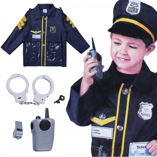 Costume poliziotto bambini in nylon con accessori