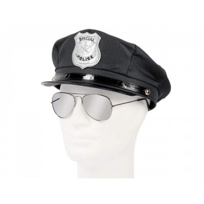 Set di Travestimento da Poliziotto | Nero | KV-121 | 2 Pezzi | Cappello, Occhiali da Sole | per Carnevale | Halloween | Festa