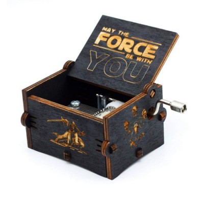 Carillon di legno nero di Star Wars, scatole musicali in legno intagliate a mano e intagliate a mano