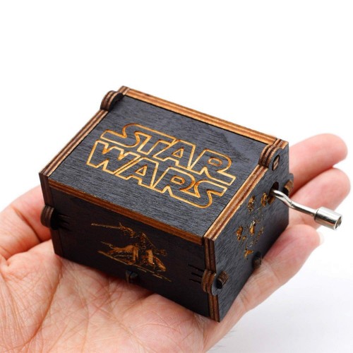 Carillon di legno nero di Star Wars, scatole musicali in legno intagliate a mano e intagliate a mano
