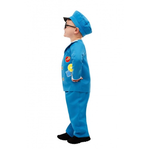 SMIFFYS, 50877T2, costume da postino Pat, con licenza ufficiale, per bambini e ragazzi, blu, età 3-4 anni