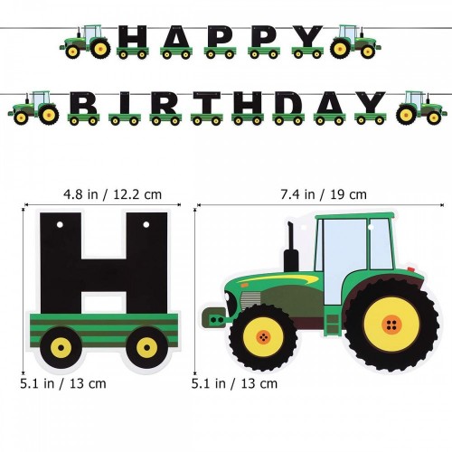 BESTOYARD Green Tractor Happy Birthday Banner Trattore Bunting Banners Compleanno per Bambini Trattore Decorazioni a Tema per