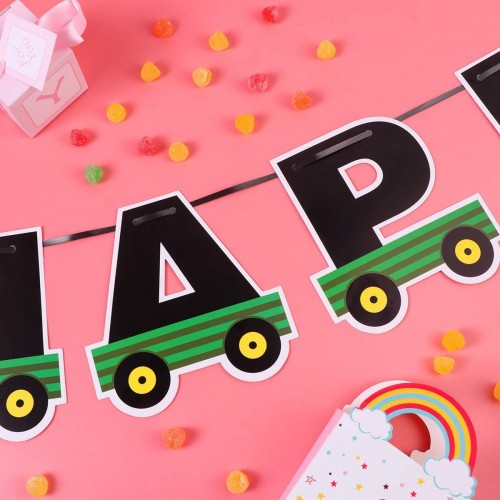 BESTOYARD Green Tractor Happy Birthday Banner Trattore Bunting Banners Compleanno per Bambini Trattore Decorazioni a Tema per Il Compleanno Baby Shower Party Supplies 