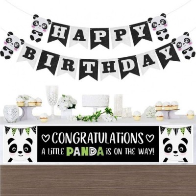Amosfun Panda Happy Birthday Banner Bandiera Panda Compleanno Decorazioni per Feste