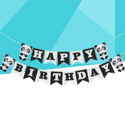 Amosfun Panda Happy Birthday Banner Bandiera Panda Compleanno Decorazioni per Feste