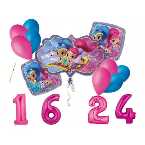 Bouquet palloncini di Shimmer e Shine con numero