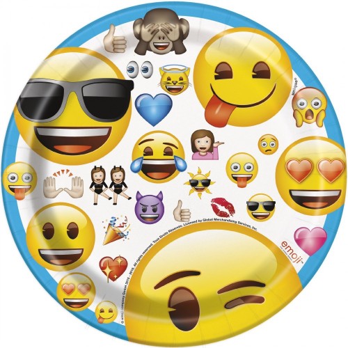 Unique Party 50603 Piatti con disegno Emoji, 8 pezzi