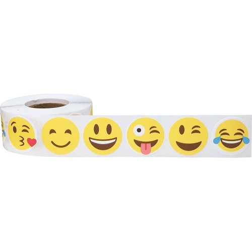 Emoji Emoticon 6 Diversi Faccias Cerchio Adesivi, 25 mm 1 Pollice Rotondo, 500 Etichette su Rotolo