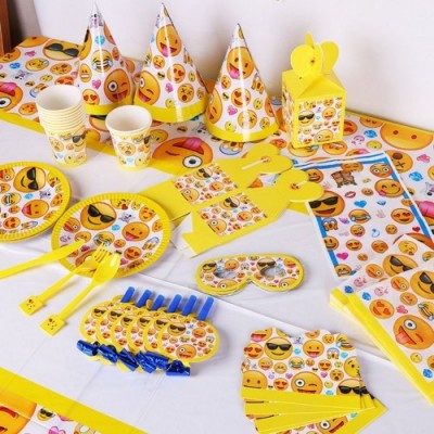 Pu Ran - Divertente set con faccine Emoji, decorazione per bambini, per feste di compleanno, eventi e altre feste 7 